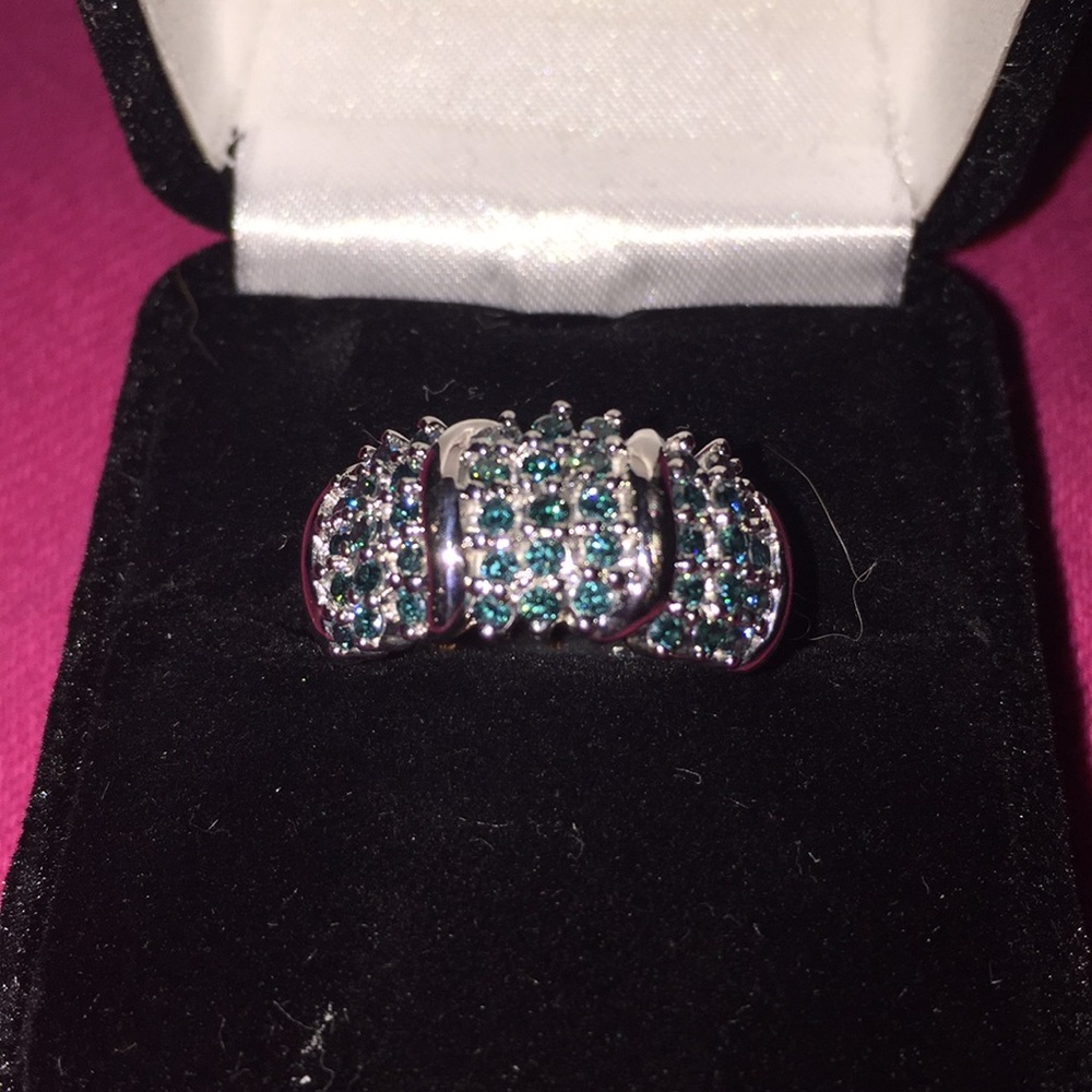 Turquoise blue diamond 10k ring