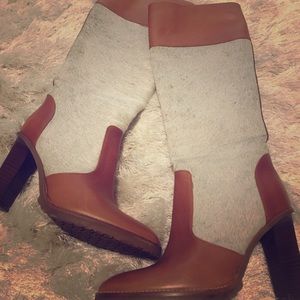 Michael Kors hide and caramel leather boots