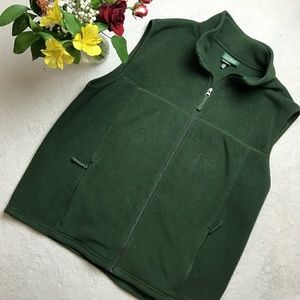 [l . l . b e a n] forest green fleece zip up vest