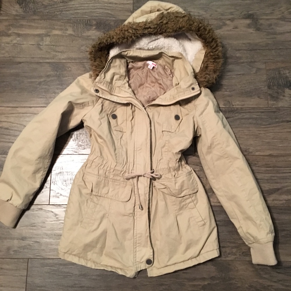 Bongo faux fur lined hooded utility jacket small