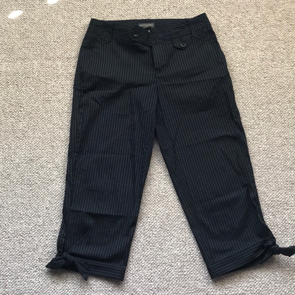 Banana Republic Cropped Pinstriped Pants with Bows