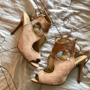 Nude suede heels