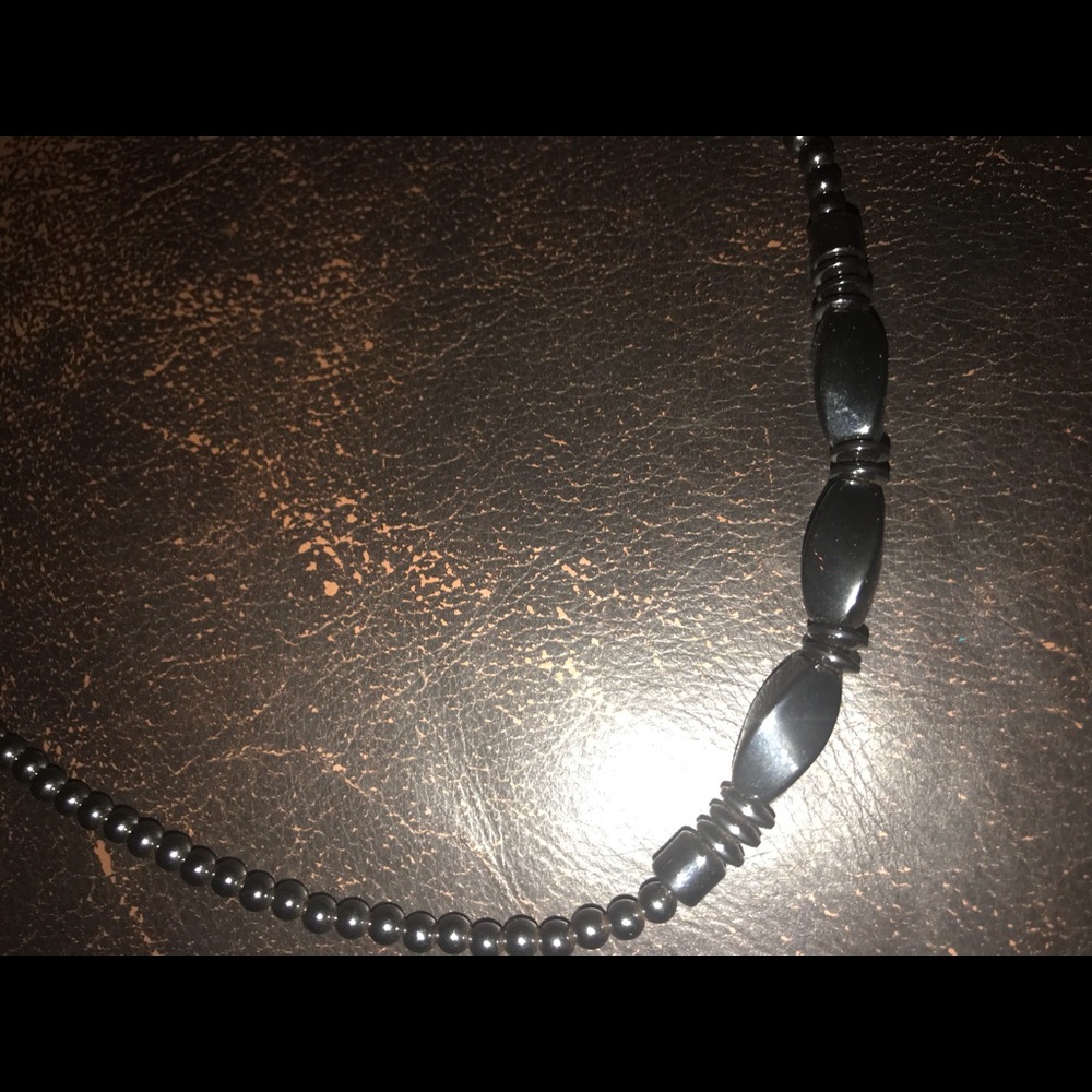 A beautiful black gemstone necklace.
