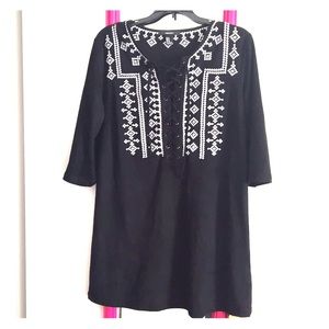 Black String Lace up Dress