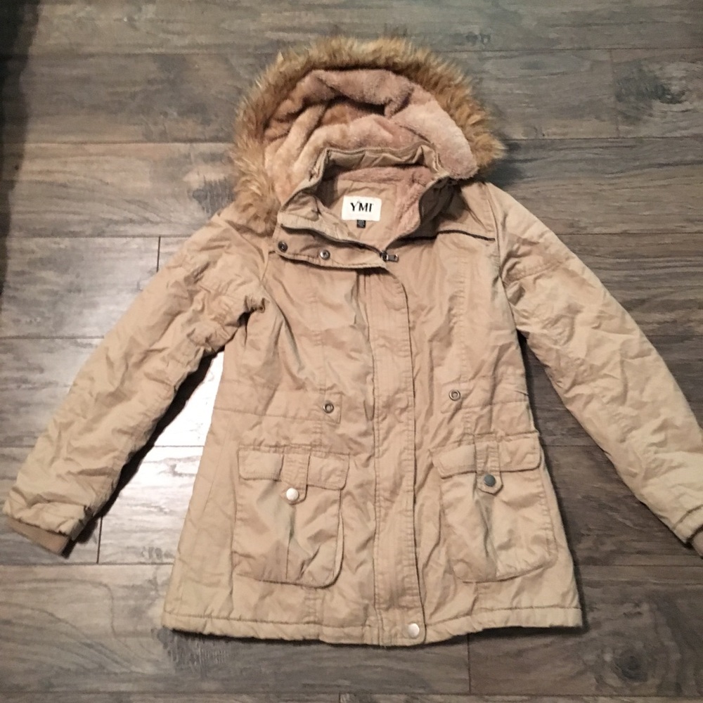 YMI utility / Anorak jacket w/faux fur hood Small