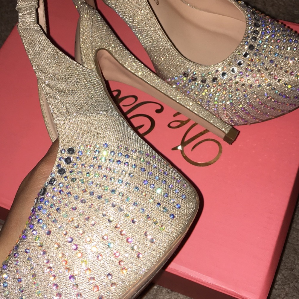 Nude Shimmer Heels - Picture 3 of 5