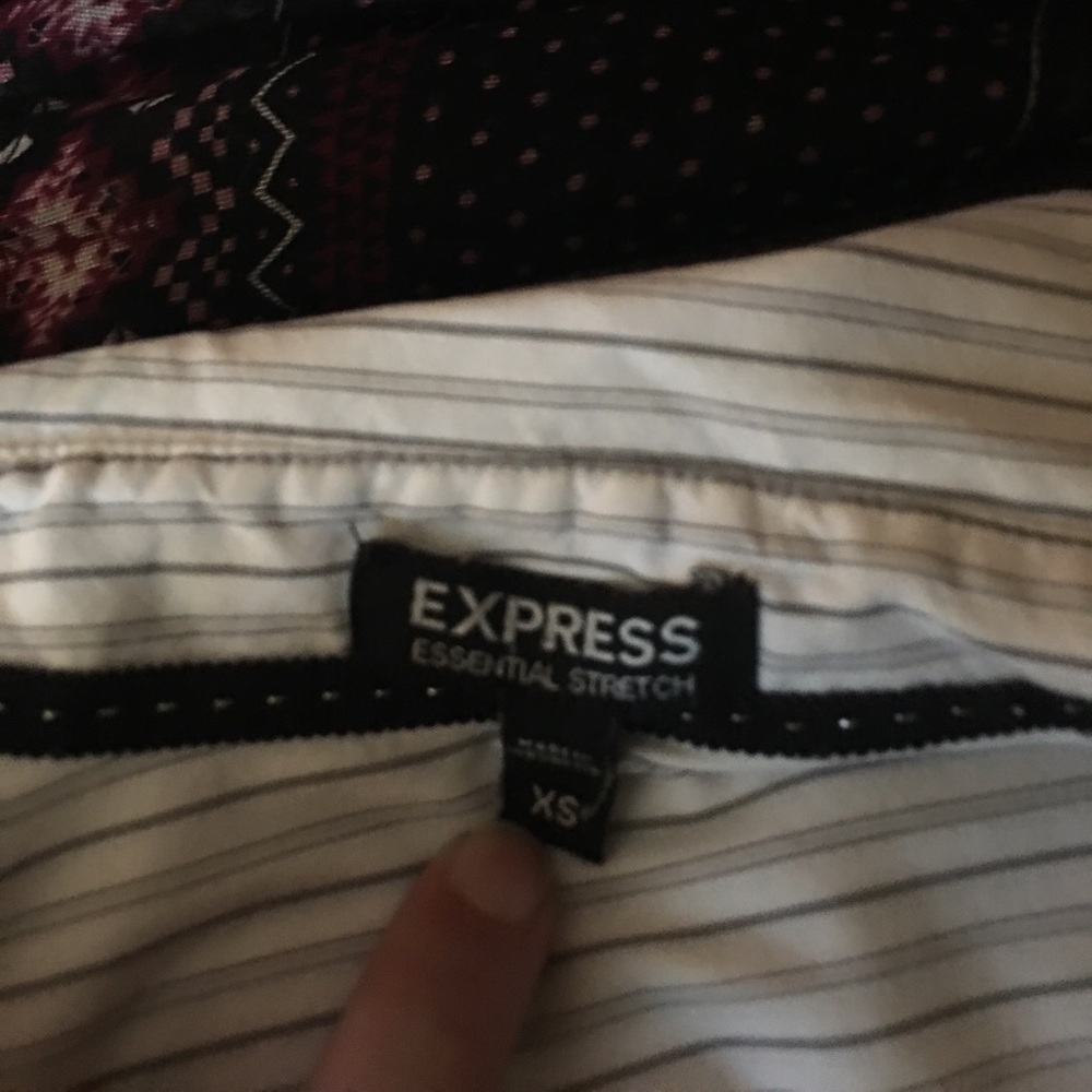 Express Striped Slimming Button-Down Blouse - image 4