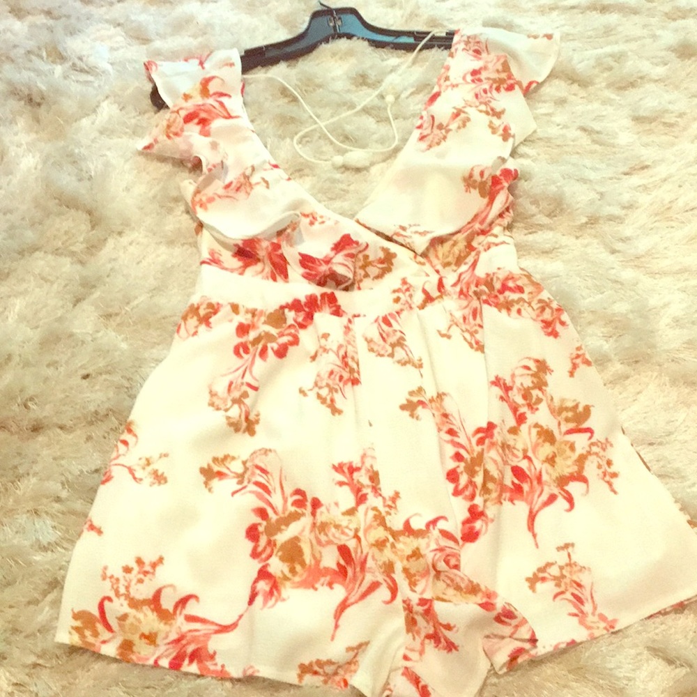 White and Floral Hello Molly Romper
