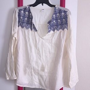 White Long Sleeve Casual Blouse