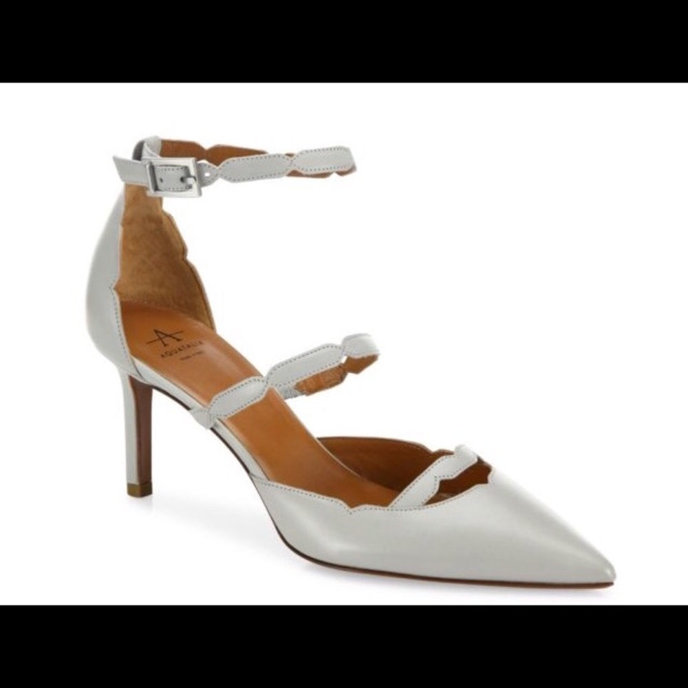 Aquatalia Melanie Scalloped Leather Pumps Sz 8