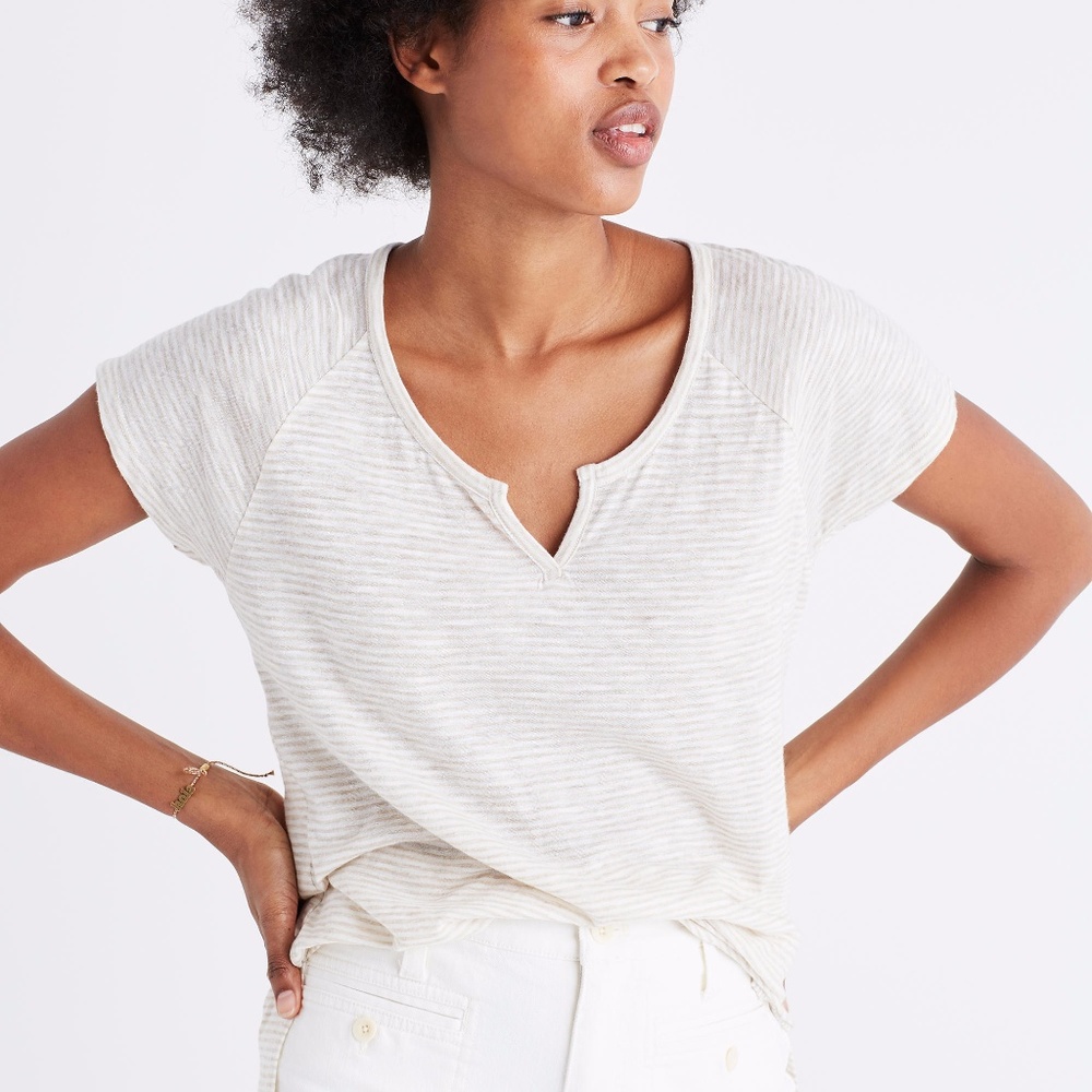 Madewell choral split-neck tee in highsmith stripe