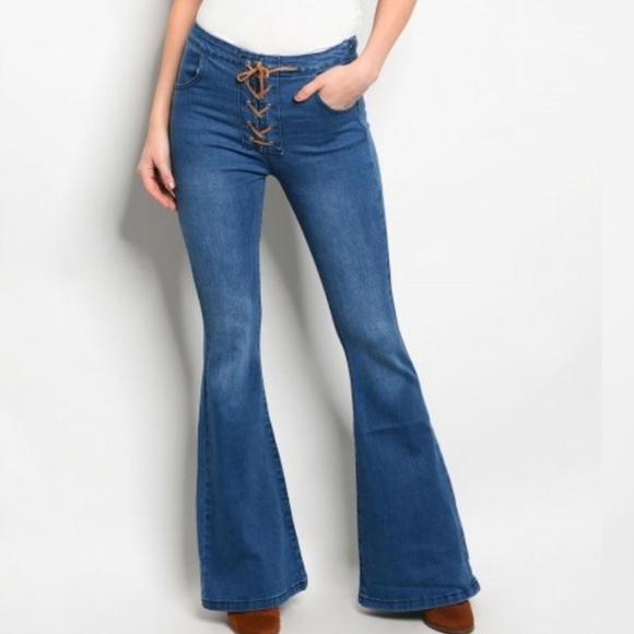 🌼NWT Lace-up Flare Bell-bottom Jeans! - Picture 5 of 8