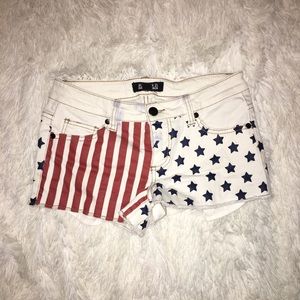 White with American Flag Shorts
