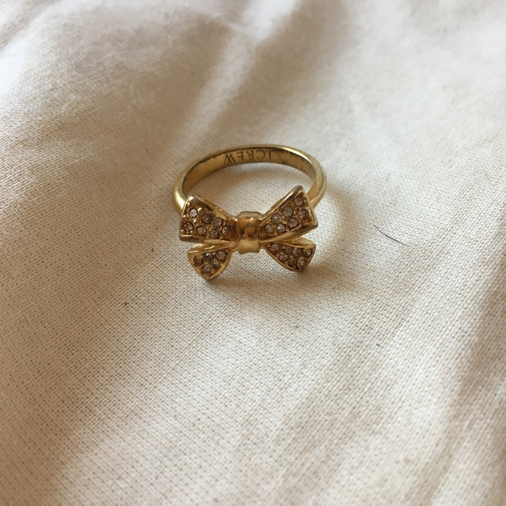 J. Crew gold sparkle bow ring size 8