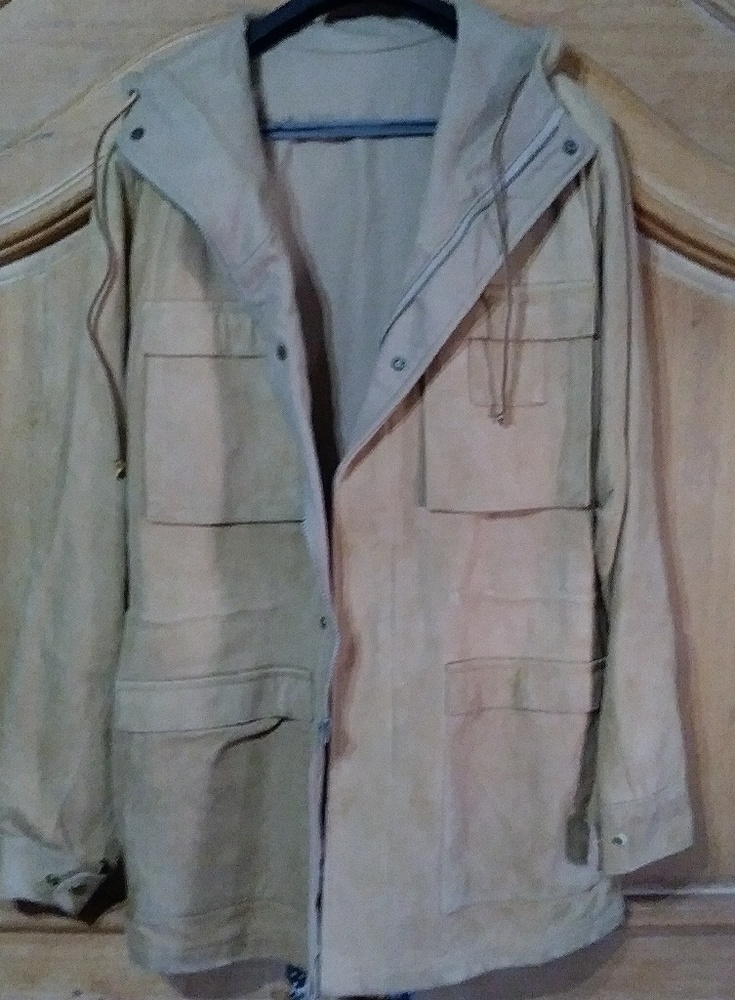 Genuine Leather Coat Camel Hooded Leather Coat