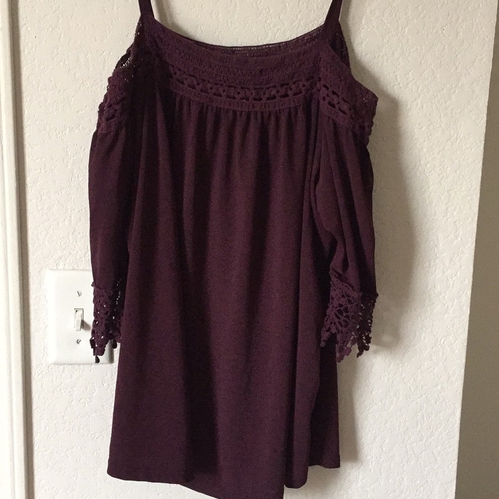 Plum Crochet Off Shoulder Blouse