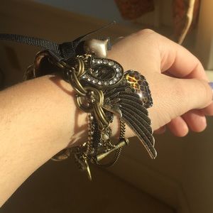 Chunky Betsy Johnson gold and black bracelet