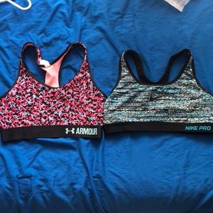 Nike and Under Armour sports bras. Barely used!