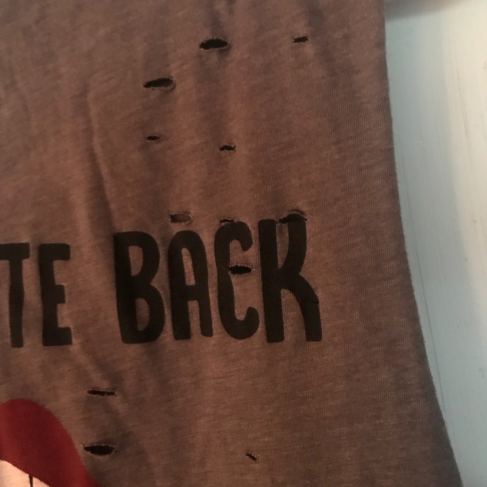 ‘Girls bite back’ distressed T-shirt