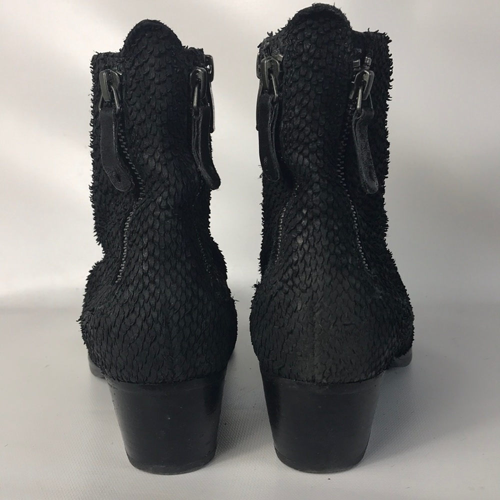 Jillian Snake Embossed Suede Low Heel Booties - Picture 3 of 8