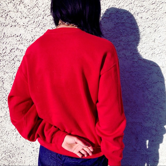 Vintage USA Sweatshirt 80s Red Oversized Unisex - Picture 6 of 8