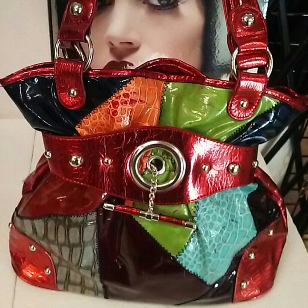 Women's purse mixed colors bright .