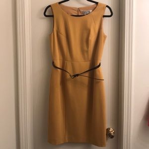 Kasper A-Line Mustard Dress with belt