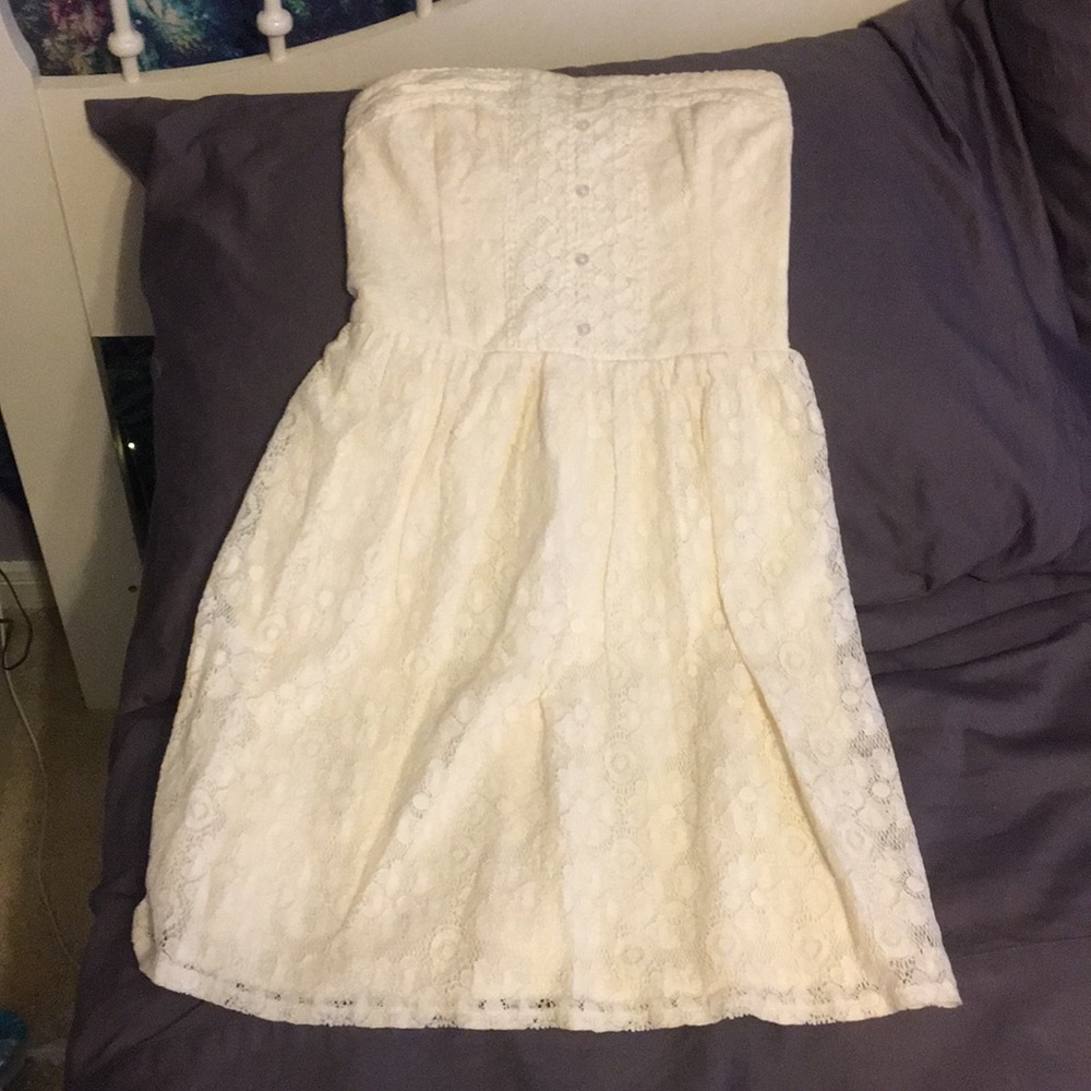Off white/ creamy colored strapless dress