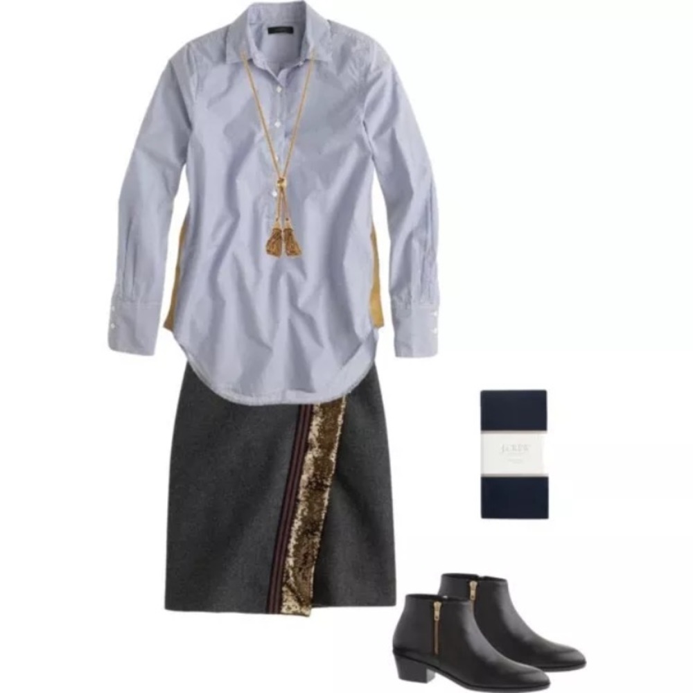 NEW J.Crew Wool Origami Skirt Sequined Stripe Sz 6