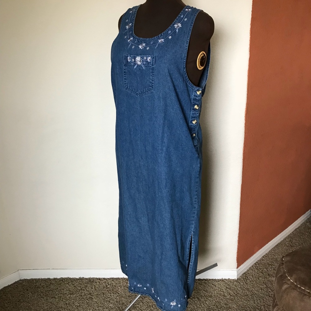 Denim dress. With embroidery