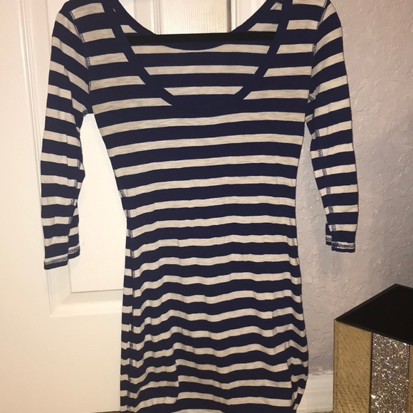 Express Blue & White Striped Shift Dress Size XS - Picture 3 of 4