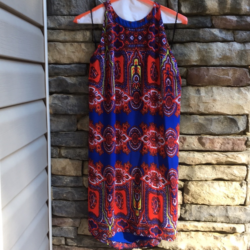 Eight Sixty halter shift dress unique patten