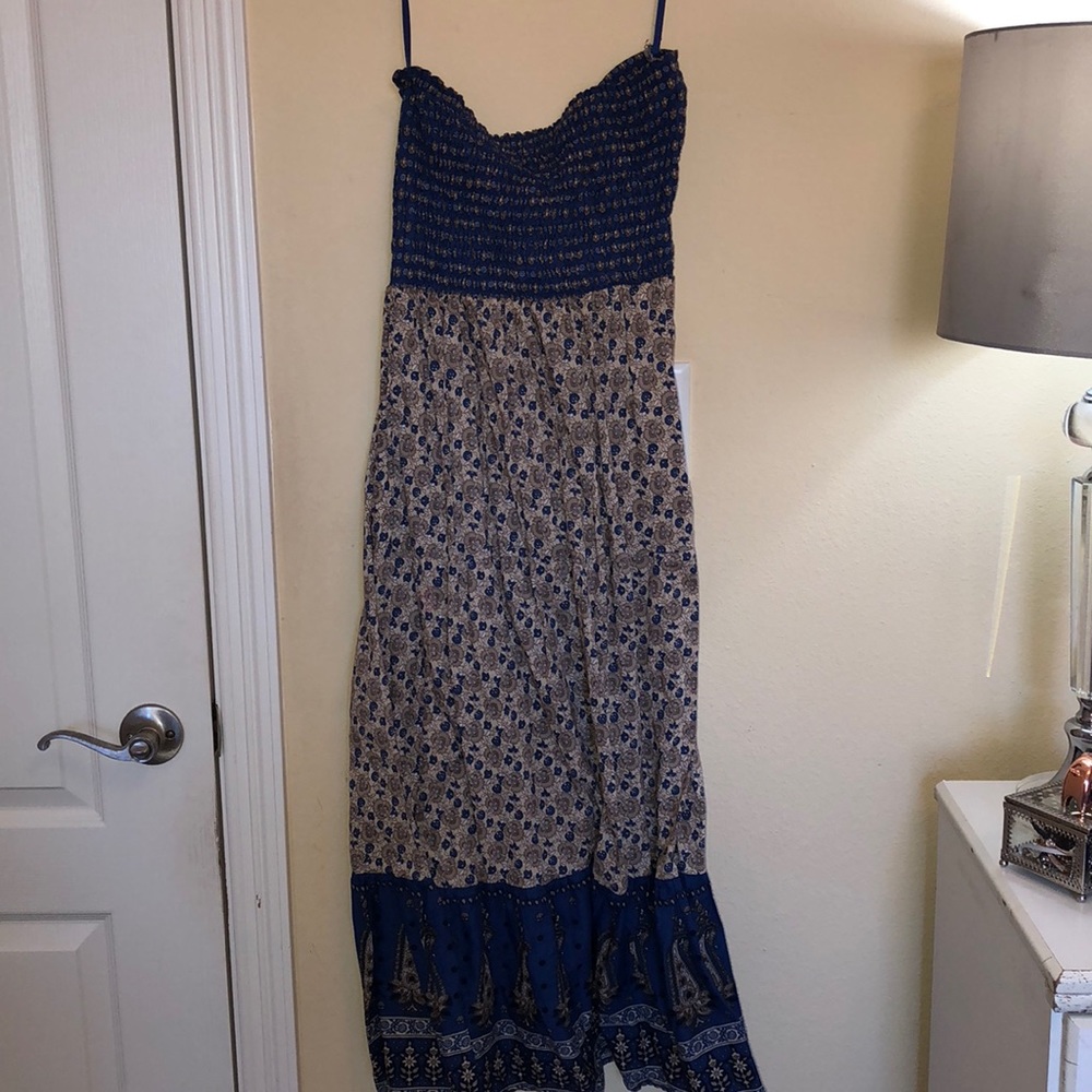 Strapless floral maxi dress