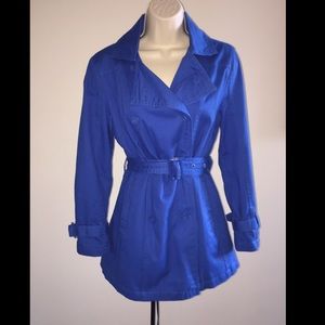 Chadwick's Blue Belted Mid-length Trench Coat