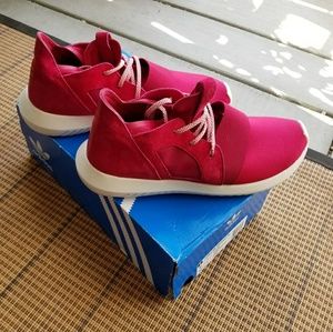 Adidas Hot Pink Magenta Tubular Fly-knit Sneakers