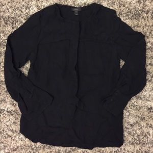 Women's J. Crew Covered-button Crepe Black Blouse