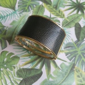 GUESS Black and Gold Cuff Bracelet