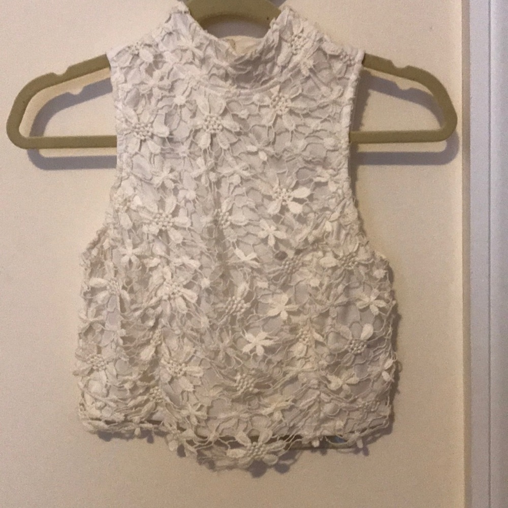 White lace crop top