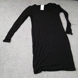 H&M black ribbed midi bodycon dress