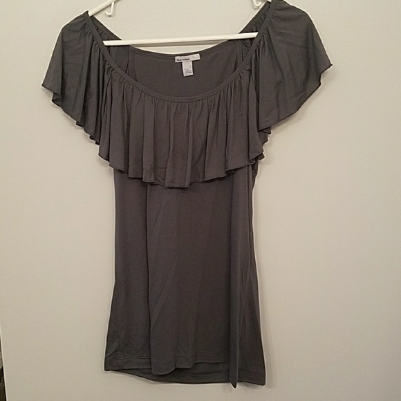 Old Navy Gray Ruffled Top - Picture 1 of 3