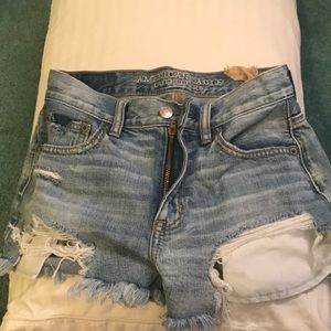 American eagle highwasted distressed jean short