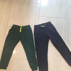 Navy and green sweat pants