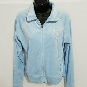 BCBG MAXAZRIA light blue velour jacket medium