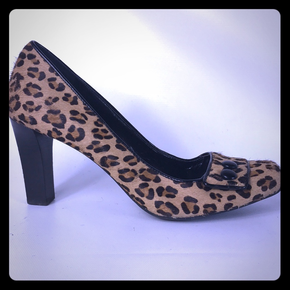 ๐คถ๐ผ Franco Sarto leopard heels 7.5 M real fur - Picture 1 of 7