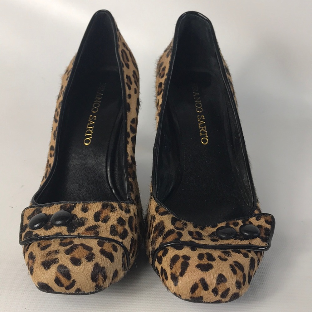 ๐คถ๐ผ Franco Sarto leopard heels 7.5 M real fur - Picture 2 of 7