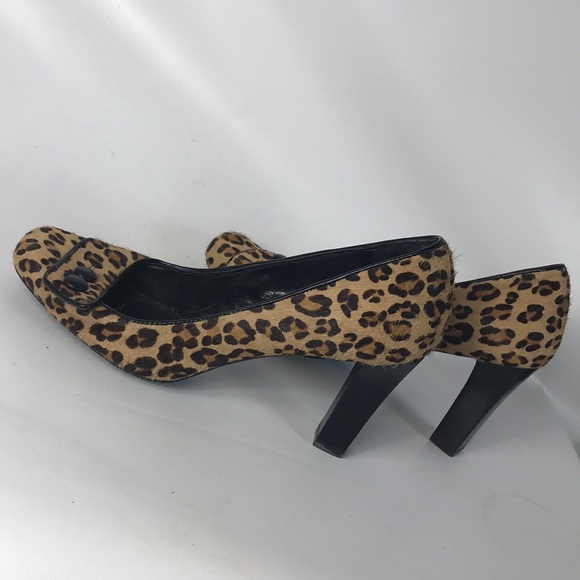 🤶🏼 Franco Sarto leopard heels 7.5 M real fur - Picture 4 of 7