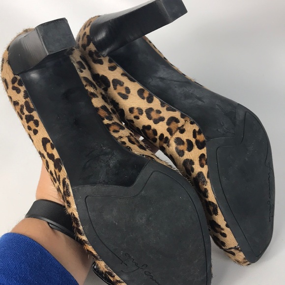 🤶🏼 Franco Sarto leopard heels 7.5 M real fur - Picture 5 of 7