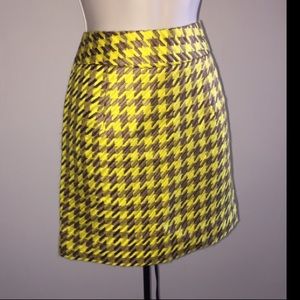 The Limited Yellow Houndstooth Mini Pencil skirt