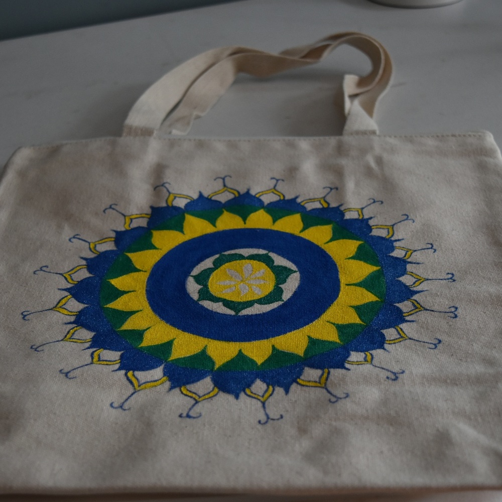 Madhubani inspired Handpainted Tote/ Canvas Bag