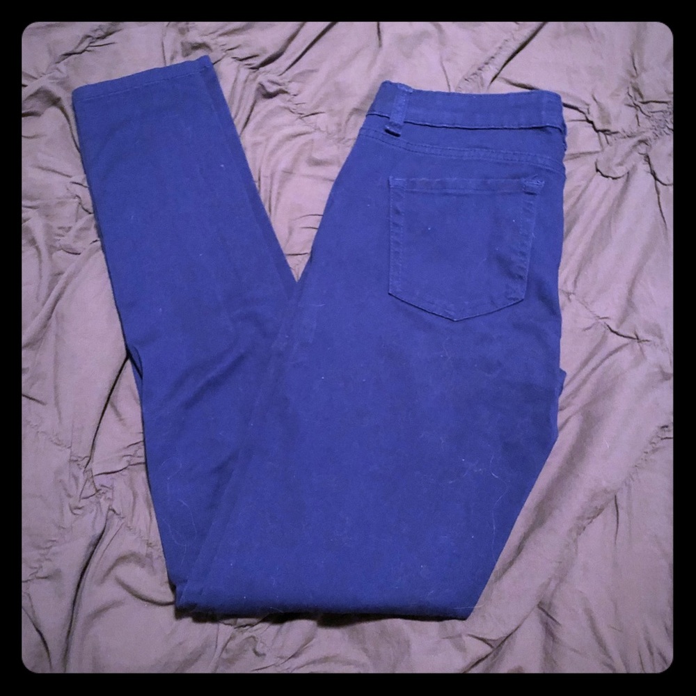 Blue denim skinny jeans